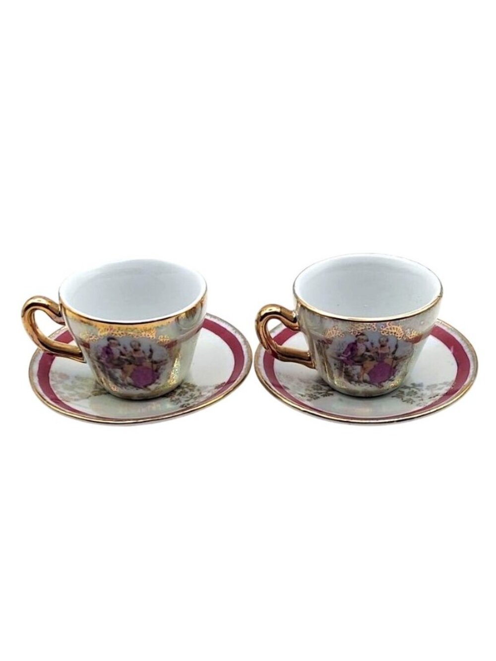 Lusterware Demitasse Tea Cup Saucer Royal Crown Japan Set of 2 Expresso Vintage
